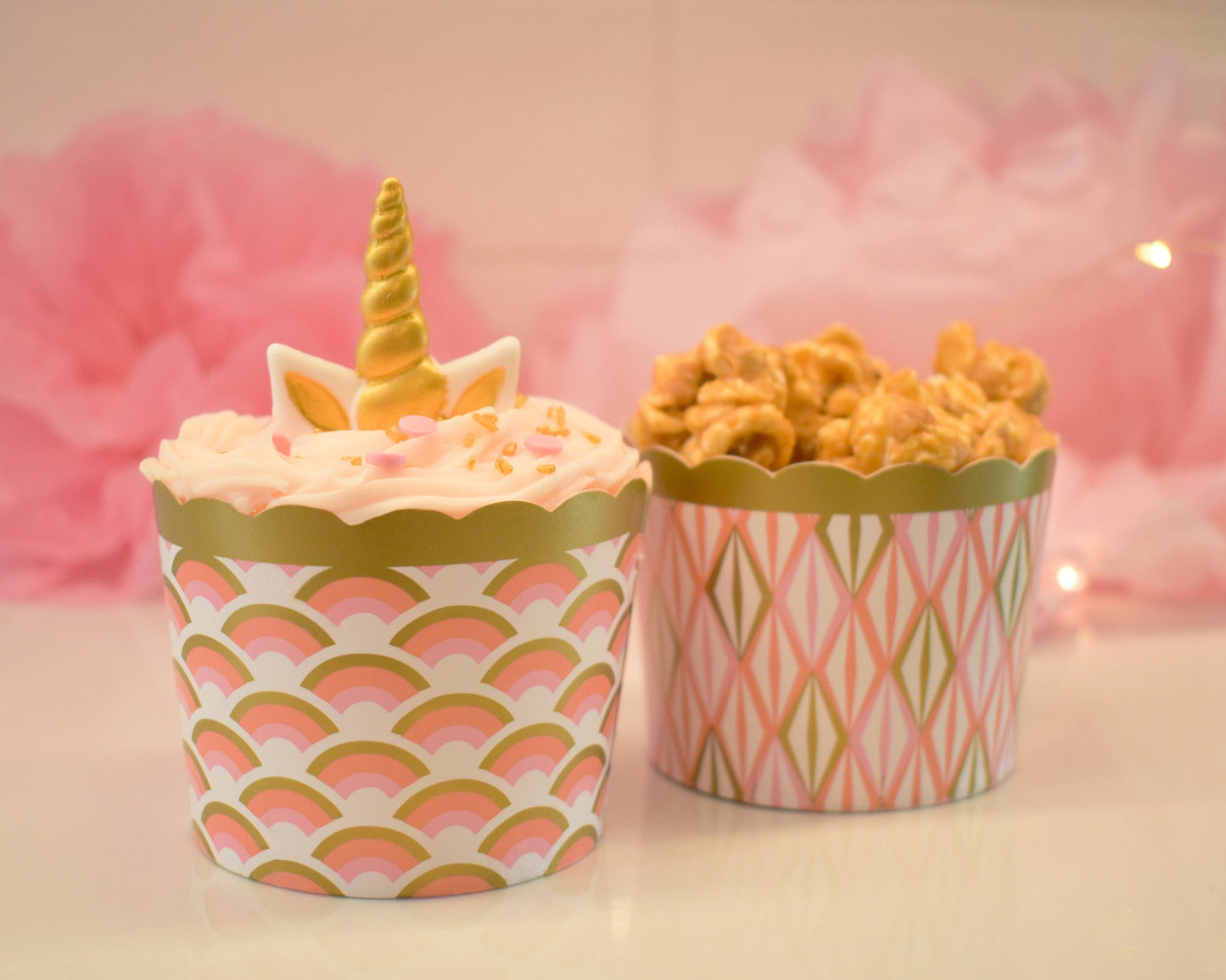 Large Paper Baking + Snack Cups Set - Pink & Gold