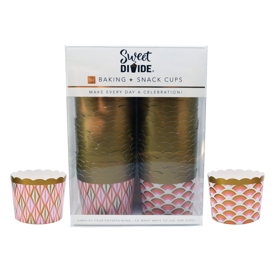Large Paper Baking + Snack Cups Set - Pink & Gold