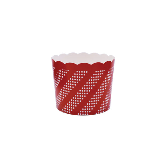 Bulk large red paper baking and snack cup, oven-safe, freezer-safe, PFAS-free, perfect for muffins, cupcakes, and snacks, disposable, eco-friendly, and colorful party baking accessory.
