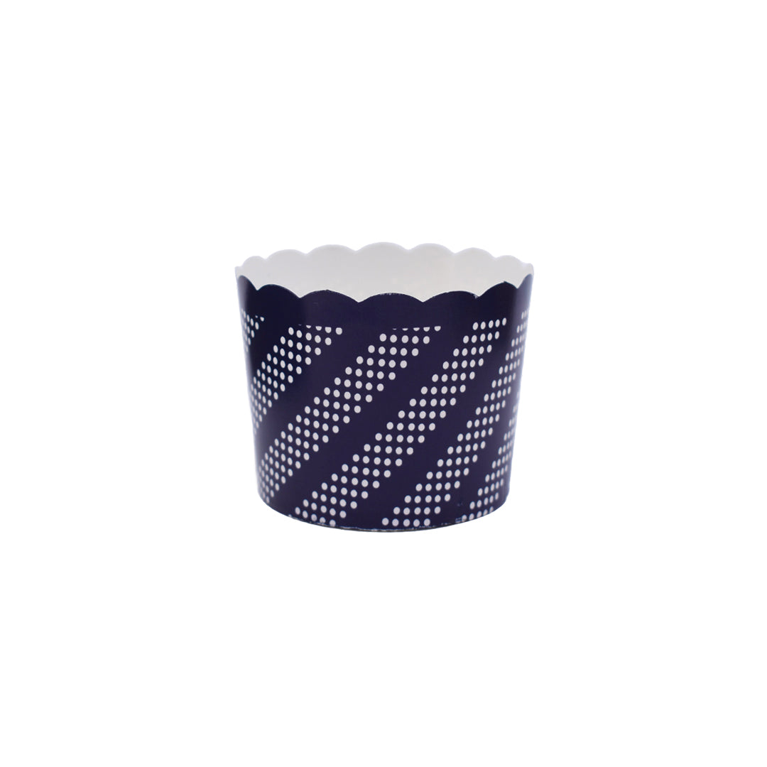 Bulk large blue paper baking and snack cup, oven-safe, freezer-safe, PFAS-free, perfect for muffins, cupcakes, and snacks, disposable, eco-friendly, and colorful party baking accessory.