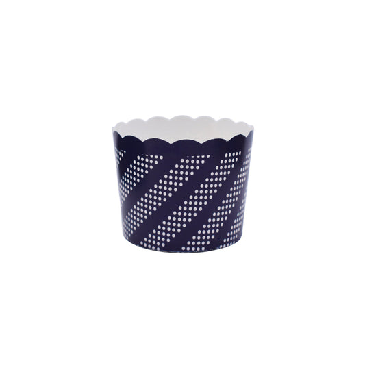 Bulk large blue paper baking and snack cup, oven-safe, freezer-safe, PFAS-free, perfect for muffins, cupcakes, and snacks, disposable, eco-friendly, and colorful party baking accessory.